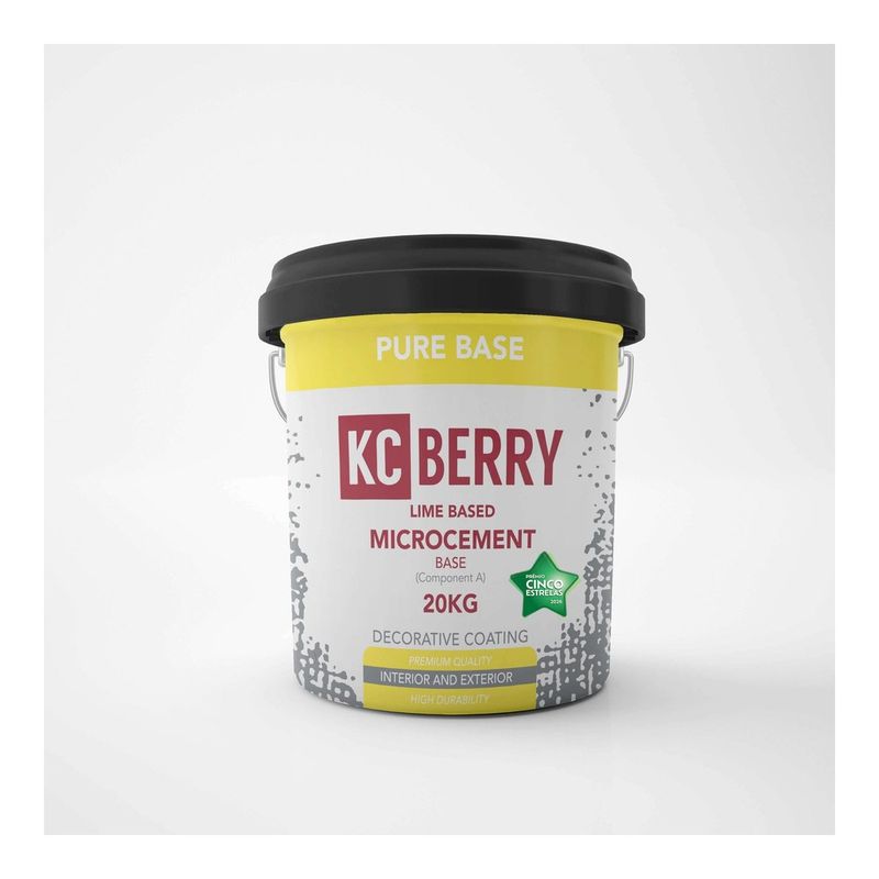KCberry Base PURE — lime-based base coat for hand-applied microcement, 20 kg bucket