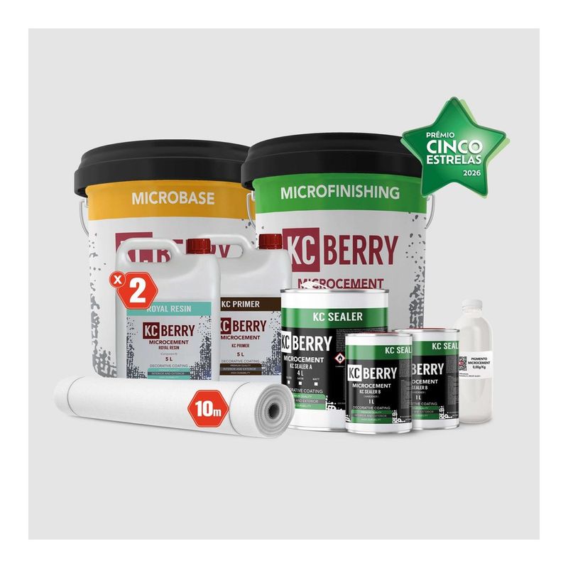 KCberry Complete Microcement Kit for 10 m² — buckets, primer, sealer and tools boxed together