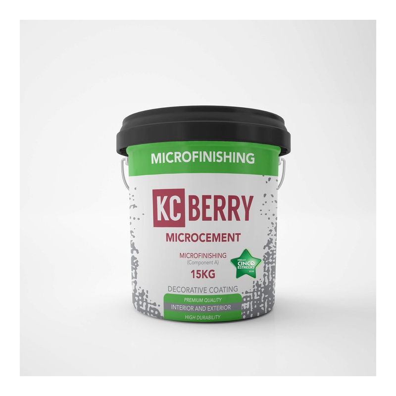 KCberry Microcement Finishing — smooth two-coat finishing plaster in a 15 kg bucket